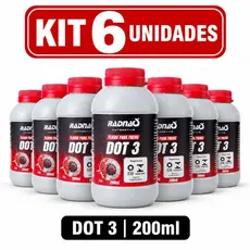 Kit 6 Fluido Para Freios DOT 3 200ml Radnaq Automotivo