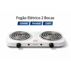 Fogão Elétrico 2 Bocas 2000W Portátil Branco 220V Espiral