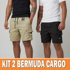 Kit 2 Bermudas Cargo Masculina Skate Bolso Lateral Casual Academia