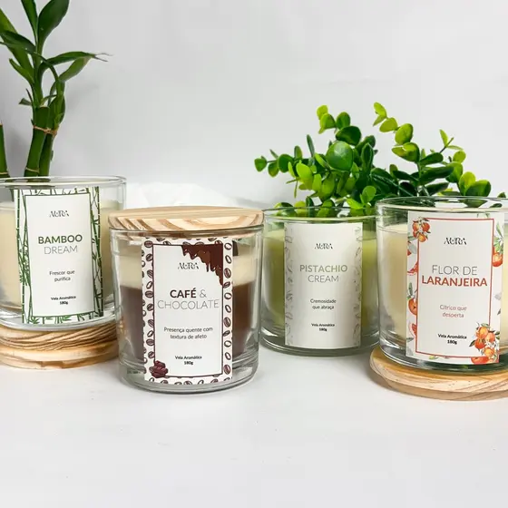 Vela Aromática Perfumada - 180g - 40h de Queima | Cera Vegetal, Aromas Exclusivos Premium – Aura