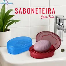 Saboneteira Plástica com Tela para Banho | Cores Sortidas