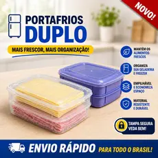 Porta Frios Duplo Hermético Organizador para Presunto e Queijo Geladeira