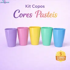 Kit Copos Reutilizável Plástico 350ml Cores Pastel Infantil para Festas e Eventos