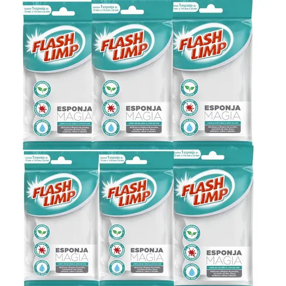 Esponja Magica Tira Mancha c/ 6 Unidades Flash Limp