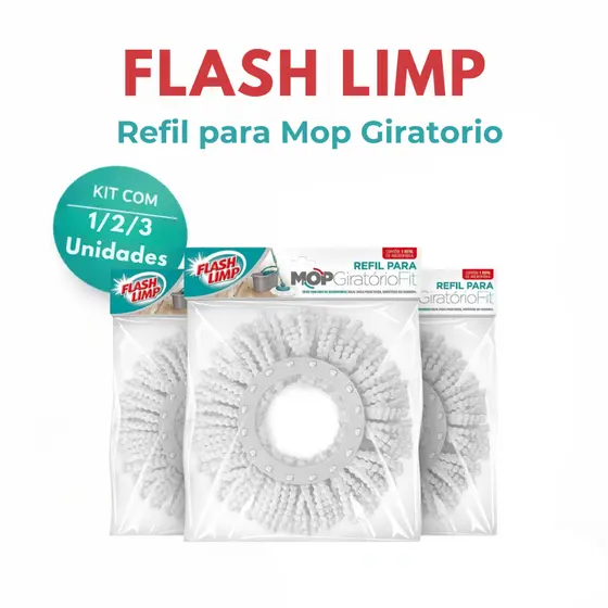Refil Mop Giratorio Fit Kit Até 3 Uni RMOP5011 Flash Limp