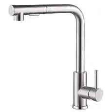 Torneira Cozinha Inox Monocomando Gourmet Com Bica Giratória e Ducha Retrátil Acabamento Escovado