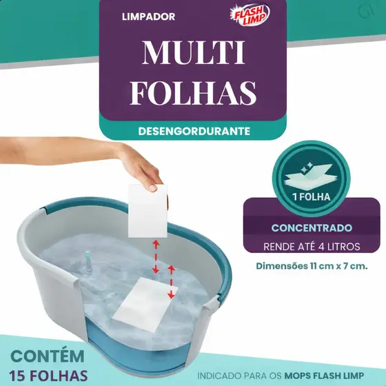 Limpador Multi Folhas Solúvel Limpeza Para Pisos Porcelana-to Flash Limp