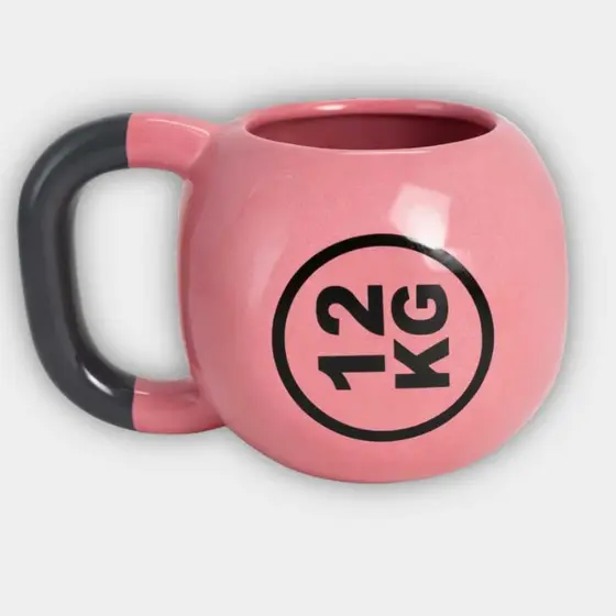 Caneca Kettlebell 3d Fitness Rosa Cerâmica 400ml