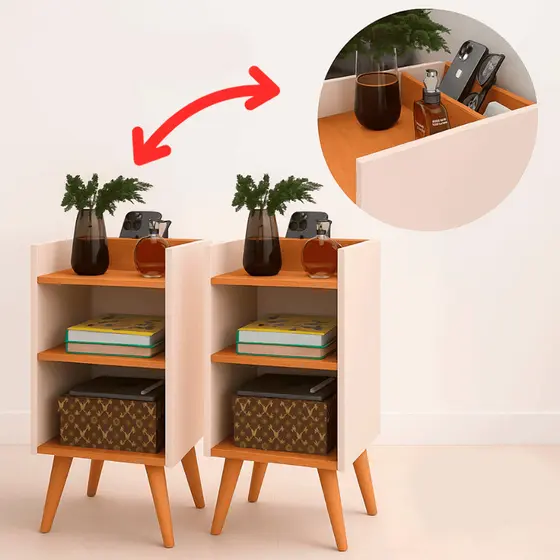 Mesa de Cabeceira  para Quarto Charme Retrô Várias Cores Apoio de Cama Mesinha