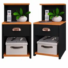 Kit 2UN ou 1UN Mesa de Cabeceira CLÉO com Gaveta Puxador Concha e Prateleira - 4 Cores
