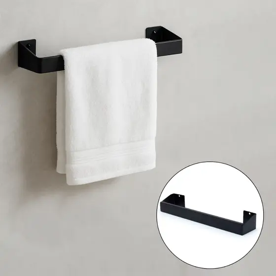 Porta Toalha Inox  Para Banheiro Rosto Acessório Quadrado Toalheiro Banho Black Casa Premium