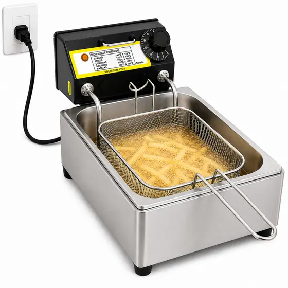 Fritadeira Elétrica Industrial Inox 5L 2500W Profissional Restaurante e Doméstica