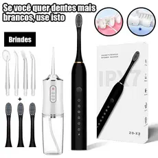 Kit Dental 2 em 1 Recarregável – Irrigador Bucal + Escova Elétrica Profissional Portátil