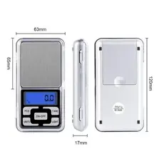 Mini Balança Digital De Bolso Alta Precisão Portátil 0,01g Até 500g Digital LCD Bandeja Cozinha