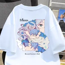 Camiseta Estampada Unix Anime T-shirt Desenho Frieren Mangá Blusa Feminina Algodão Camisa Streetwear