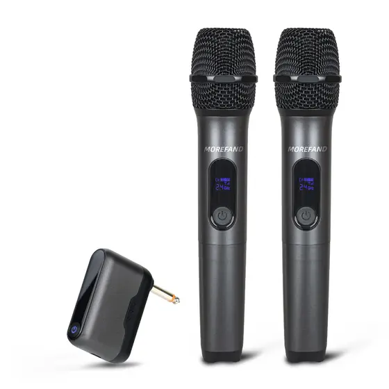 Microfone Sem Fio MOREFAND 2 Unidades | Kit Completo para Karaokê Receptor Plug-and-Play para Karaokê, Eventos e Uso Dom