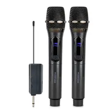 Kit 2 Microfones 2.4GHZ Sem Fio Profissional Tela LED, Anti-Interferência, Sinal Estável para Karaokê, Eventos e Uso Dom