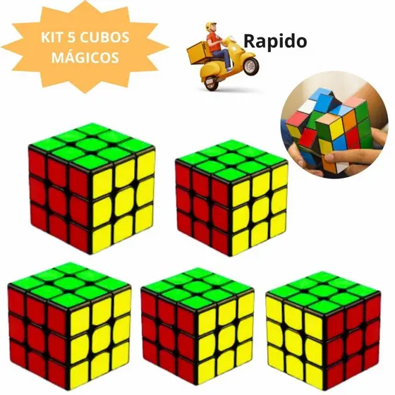 Kit 5 Cubos Mágicos 3X3X3 Profissional Original