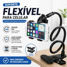 Suporte Para Celular Articulado Flexivel Universal De Mesa Cama Garra Pescoço Ganso Ajustável