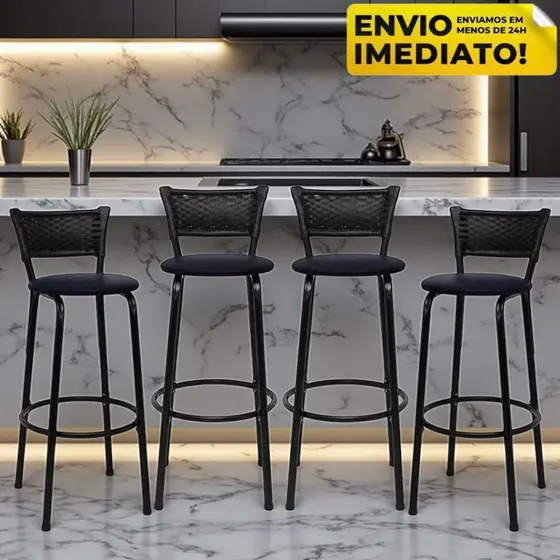 Banqueta Alta Para Balcão Cadeira Cozinha Junco Natural Trançado Banco Bar Altura de Balcão
