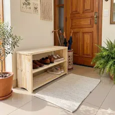 Sapateira Banco Banqueta para Hall de Entrada em Madeira de Autêntico com Prateleiras