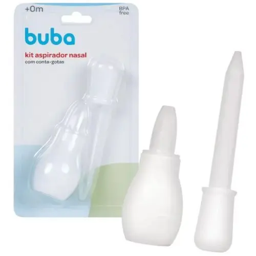 Kit Aspirador Nasal Buba Conta Gotas Bebê Infantil Congestão Bebe Remédio Higiene Neném Resfriado