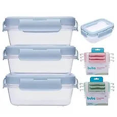 Kit 3 Potes Hermeticos Com Trava Buba Potinho Bebê Lanche Escolar Criança Papinha Bebe Infantil Pote