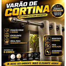 Kit Varão de Cortina Completo em Madeira
