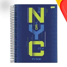 Caderno Universitário Capa Dura 20 Matérias 320 Folhas Flow  Unidade  Menino Escolar
