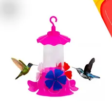 🐦 Bebedouro para Beija-Flor com 3Flores + Chapéu | 540ml – Cor Rosa