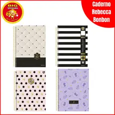 Caderno 10 Matérias Rebecca Bonbon 160 Folhas Espiral Feminino Universitário Original Escolar Luxo