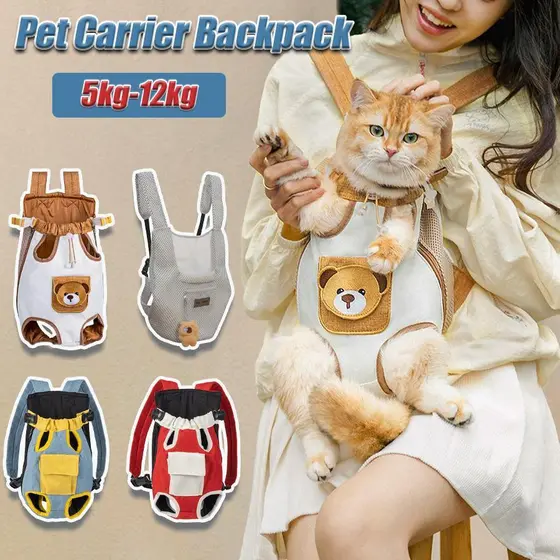 Mochila Transportadora Para Gatos , Bolsa De Viagem Animais De Estimação , Pernas Fora , Respirável , Caixa Cães , Peito