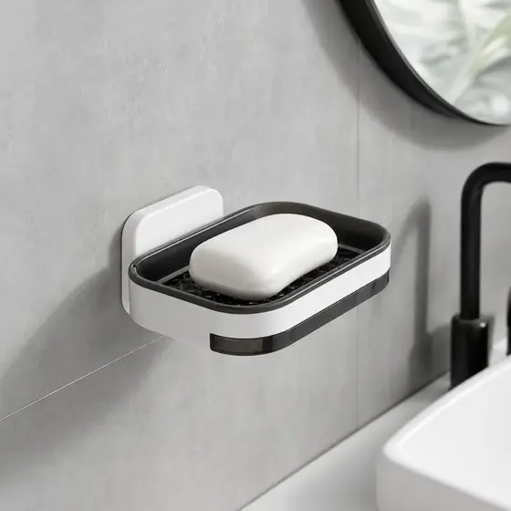 Saboneteira Adesiva Modular Para Banheiro Sem Furo Com Drenagem Rápida