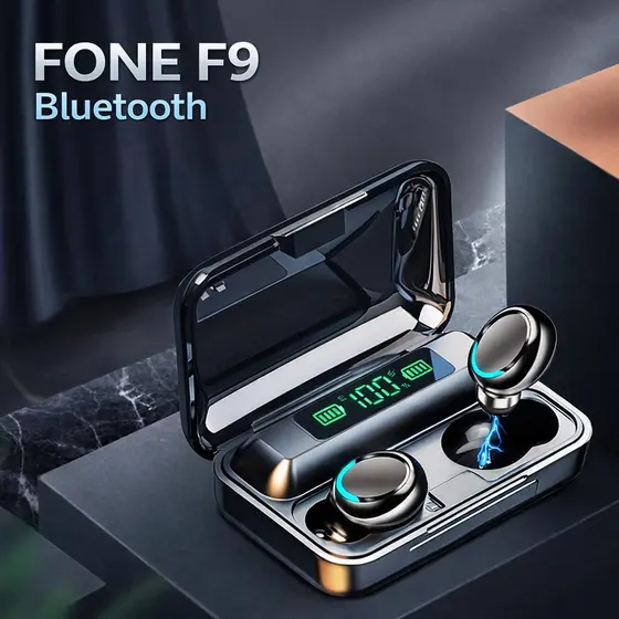 Fone F9-5 Bluetooth V5.3 Carregador de Celular Prova Dágua E Powerbank