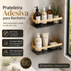 Prateleira Adesiva Para Banheiro  Sem Furos Suporte Shampoo Sabonete Organizador Parede