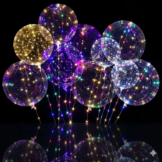 Kit 10 Balões Bubble Led 3m Decoração Festa Evento 3 Modelos