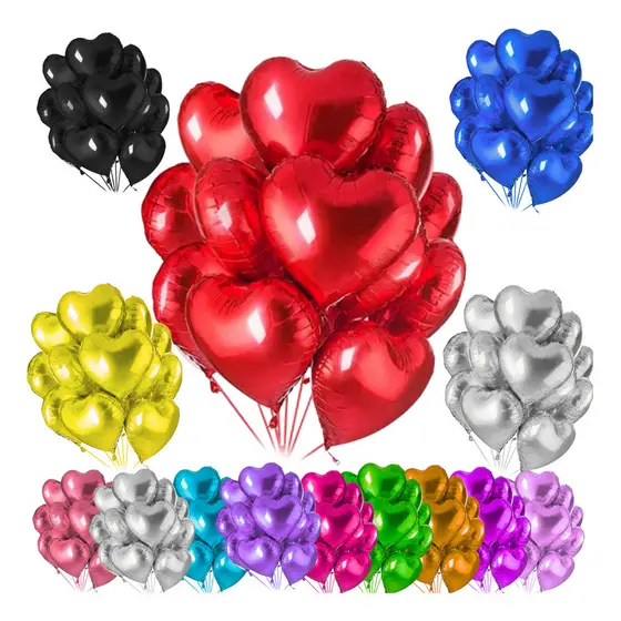 10 Balão Coração Metalizado 18 Polegadas 45cm Diversas Cores Decoração Festa Amor Aniversário
