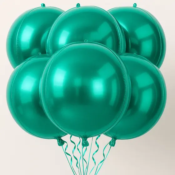 Kit 10 Balão Metalizado 22" Orbz 4D Verde esmeralda Eventos Festas Decoração