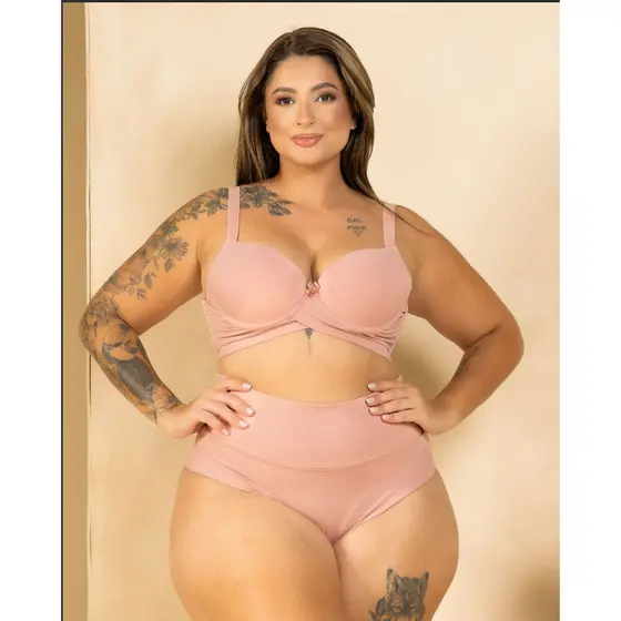 Calcinha conforto cós super alto tanga Rosa Chique