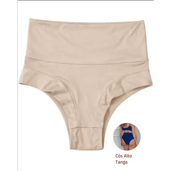 Calcinha conforto cós alto tanga Champanhe