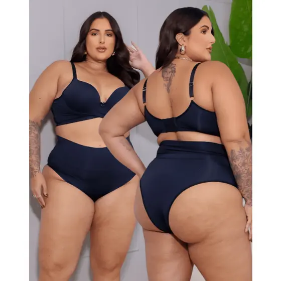 Calcinha conforto cós super alto tanga Preta