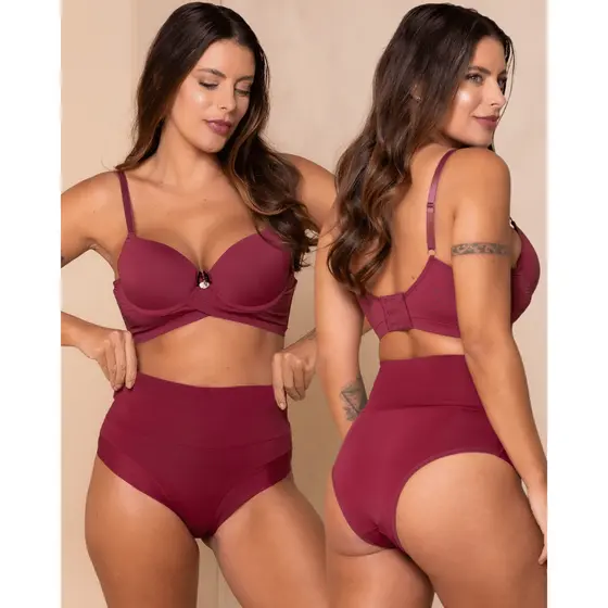 Calcinha de cós super alto Tanga Marsala
