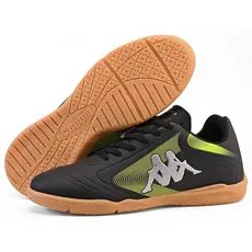 Chuteira Kappa Napoli Masculina Futsal Quadra Original Preto Amarelo Limão Macia Leve