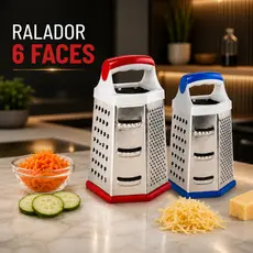 Ralador 6 Faces Multiuso Cozinha Legumes Queijo Verdura Base Silicone