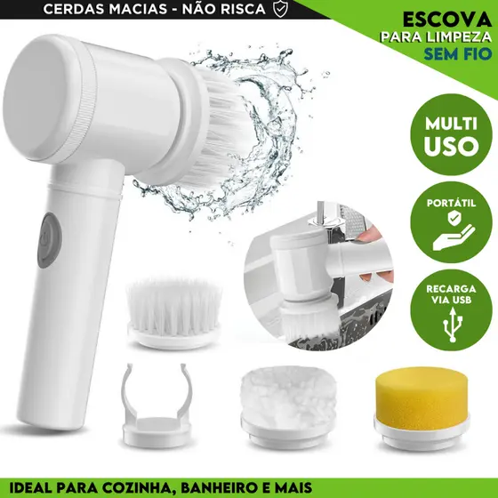 Escova Elétrica Sem Fio Para Limpeza Pesada Limpador Multiuso Prático e Fácil Recarregável - SHEFA