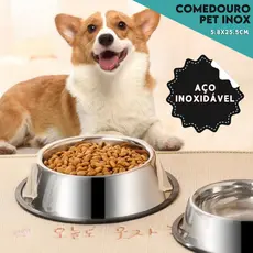 Comedouro Inox Antiderrapante Para Pets - Ração e Água para Cães e Gatos De Alta Qualidade - SHEFA