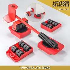Kit Movedor de Móveis Com Rodas 150kg Movimente Tudo Sem Esforço Alavanca + Base Giratória - SHEFA