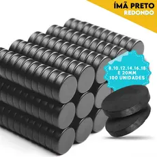 Kit Ímãs Redondos Pretos Ferrite – 100 Peças para Uso Criativo e Profissional - SHEFA