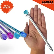 Caneta Esferográfica Ponta Fina com Flor Decorativa | Tinta Preta | Para Presentes e Uso Diário - SH