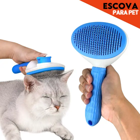 Escova Anti-Pelo para Gatos e Cães – Remove Pelos Soltos + Massageia com Conforto - SHEFA